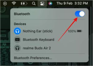 Now click on the Bluetooth toggle to turn it off