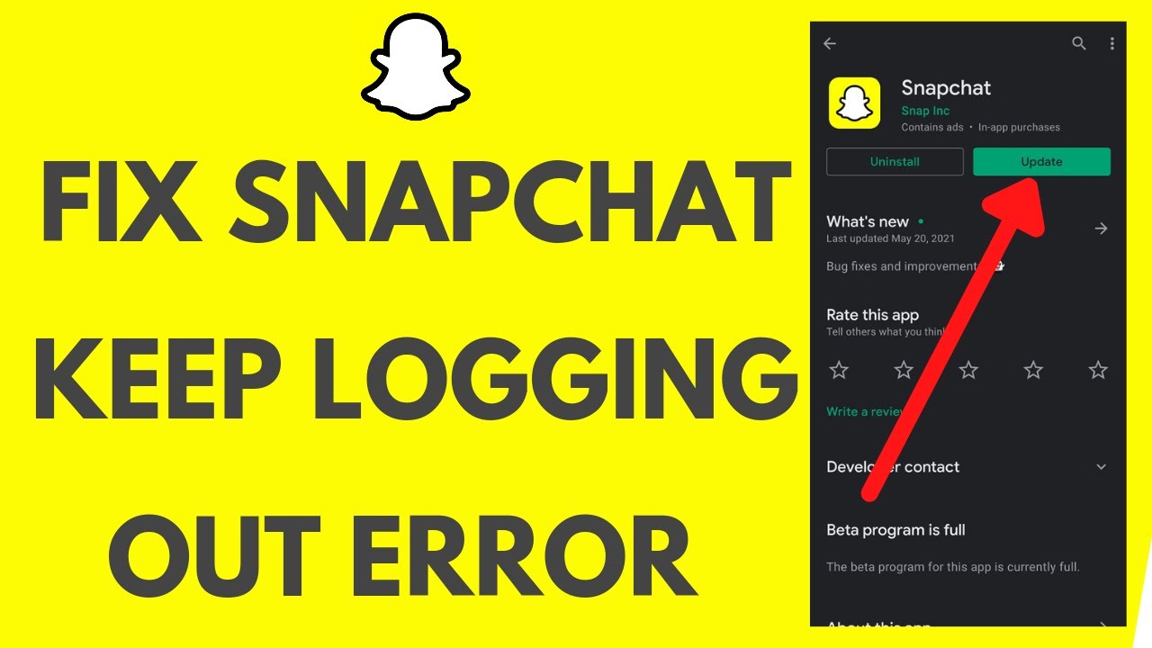 why snapchat keeps logging me out error