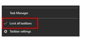 If your Taskbar is not in its default location, right-click it and uncheck the Lock all 