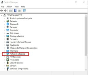 In the Device Manager, look for Network Driver Adapter.