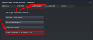 In the Local Files tab, there’s an option called to verify the integrity of game files