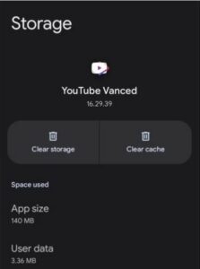 Youtube Vanced and click on the storage option