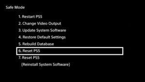 choose the Reset PS5 option