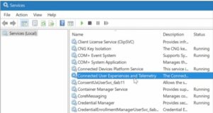 Double-click the Connected User Experiences and Telemetry service when the Services window appears