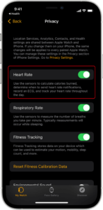 Find the Heart Rate option and enable it