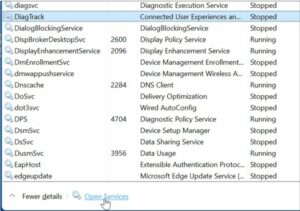 click the Open Services option at the bottom of Task Manager